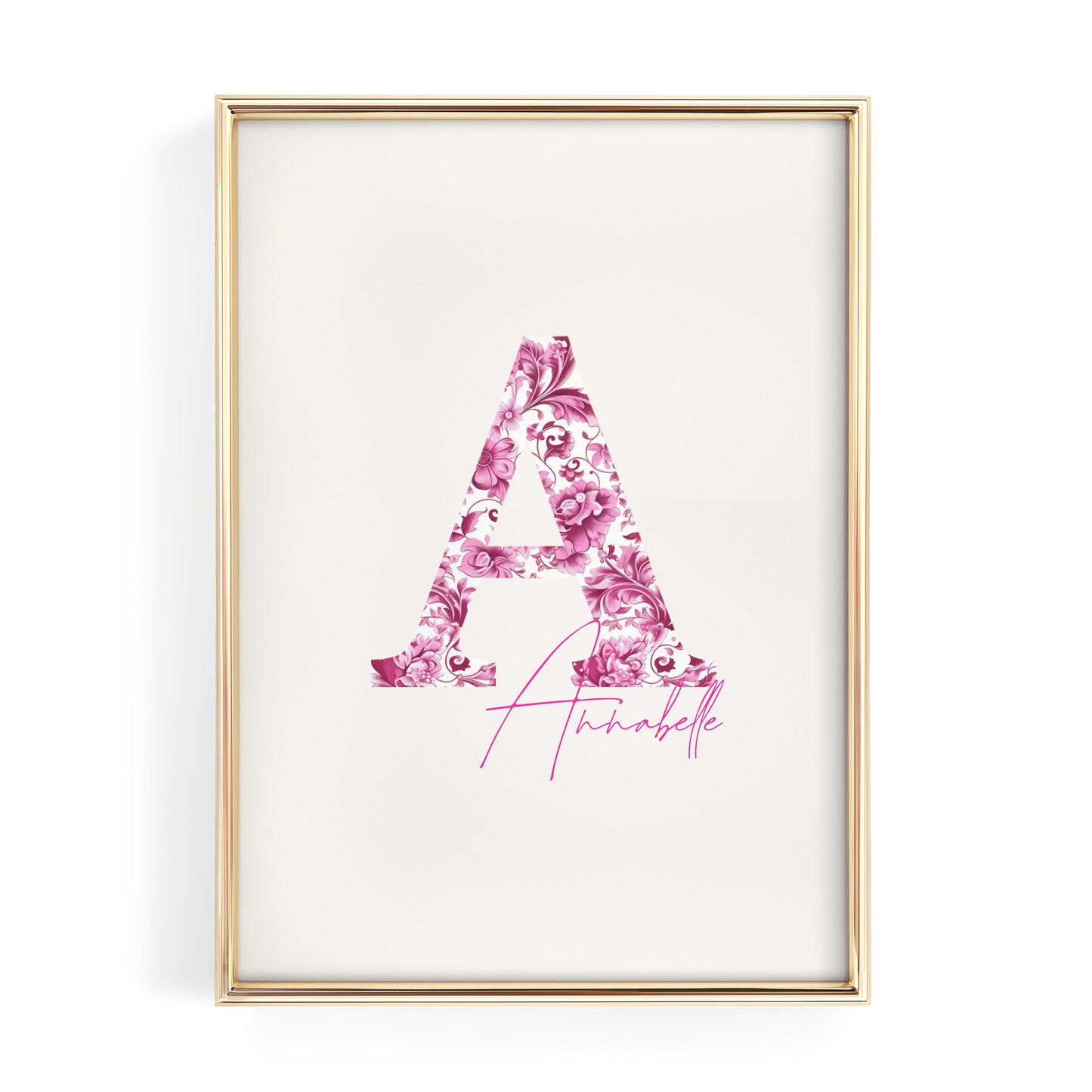 Pink Chinoiserie Initial Name Print