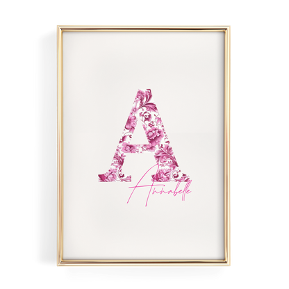 Pink Chinoiserie Initial Name Print