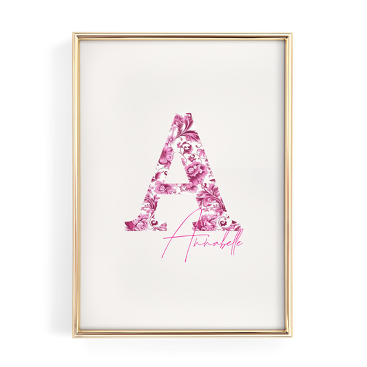 Pink Chinoiserie Initial Name Print