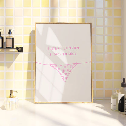 Pink I See London I See France Bathroom Print