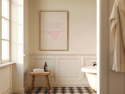 Pink I See London I See France Bathroom Print