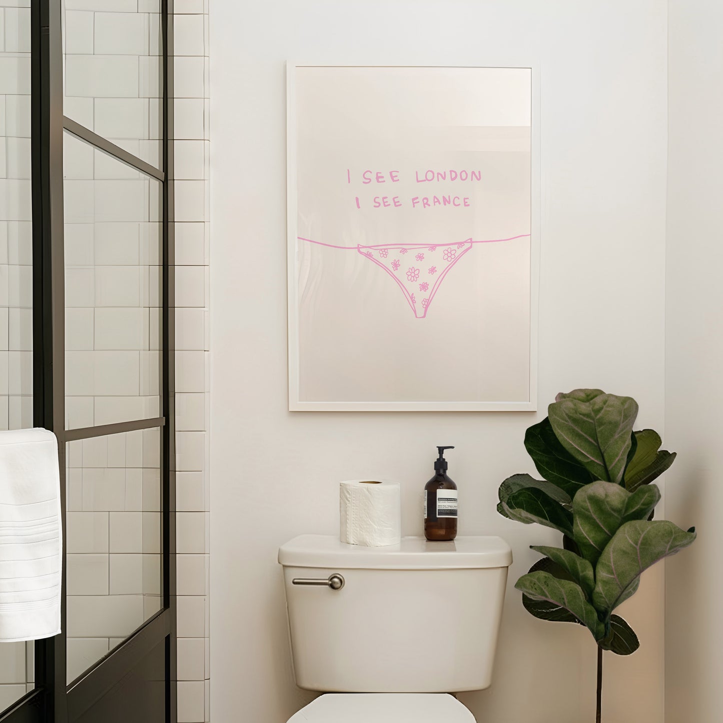 Pink I See London I See France Bathroom Print