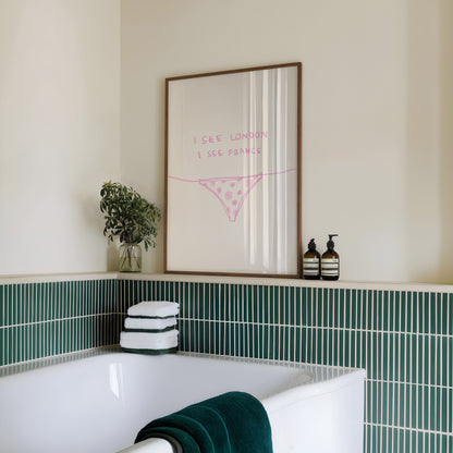 Pink I See London I See France Bathroom Print