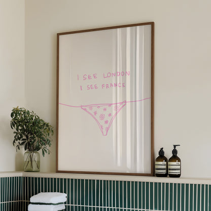 Pink I See London I See France Bathroom Print