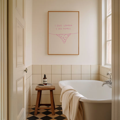 Pink I See London I See France Bathroom Print