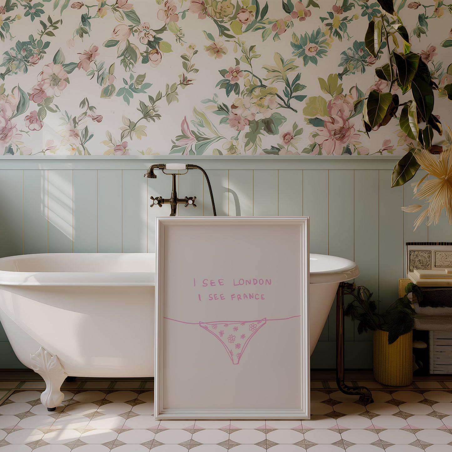 Pink I See London I See France Bathroom Print
