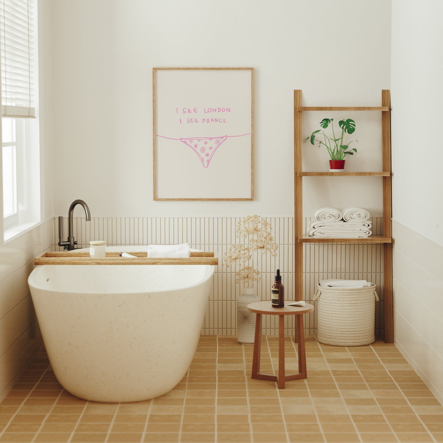 Pink I See London I See France Bathroom Print