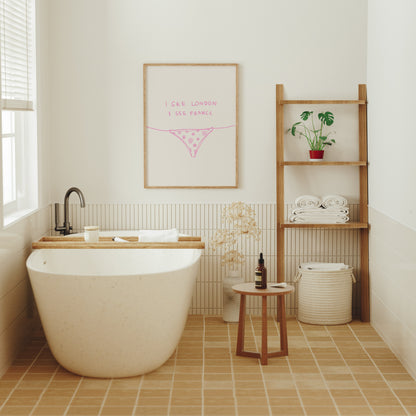 Pink I See London I See France Bathroom Print