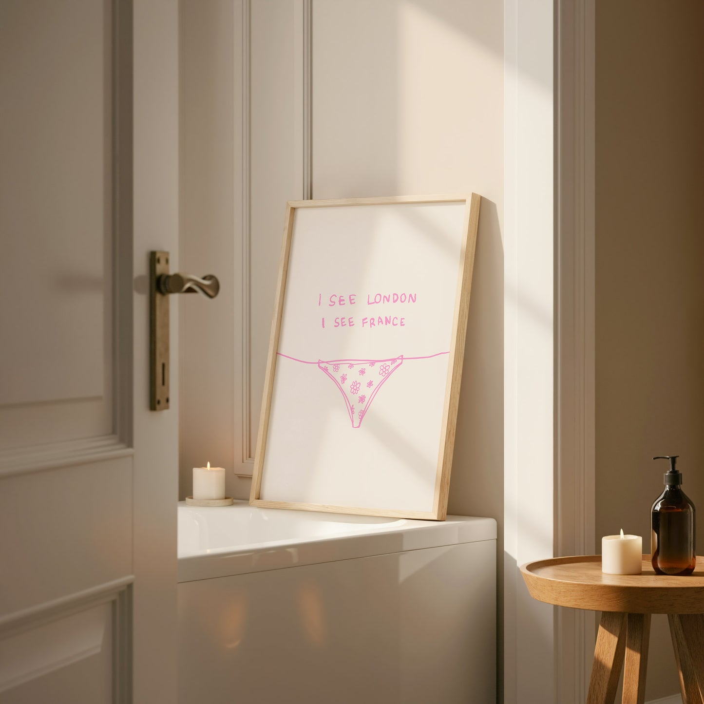 Pink I See London I See France Bathroom Print
