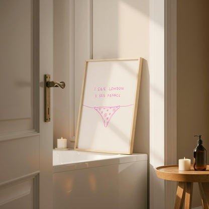 Pink I See London I See France Bathroom Print