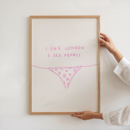 Pink I See London I See France Bathroom Print