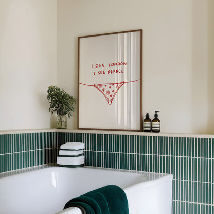 Red I See London I See France Bathroom Print