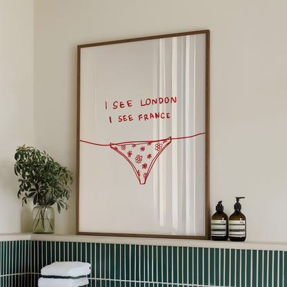 Red I See London I See France Bathroom Print