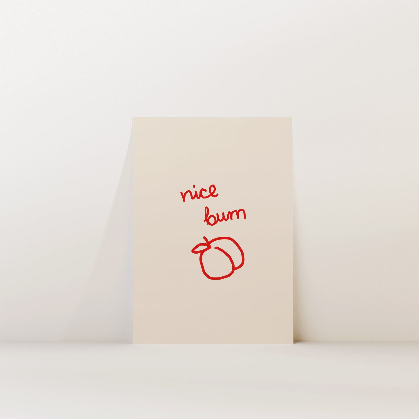 Cheeky Nice Bum Peach Print | Red Bathroom Wall Art | Funny Guest Bath Decor