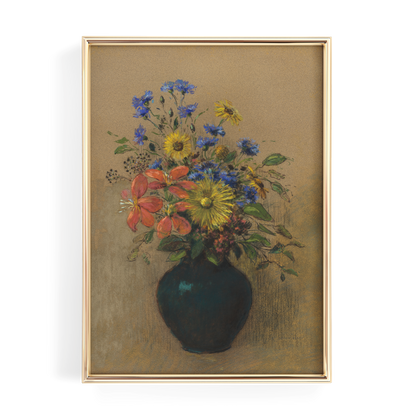 Flowers in Black Vase