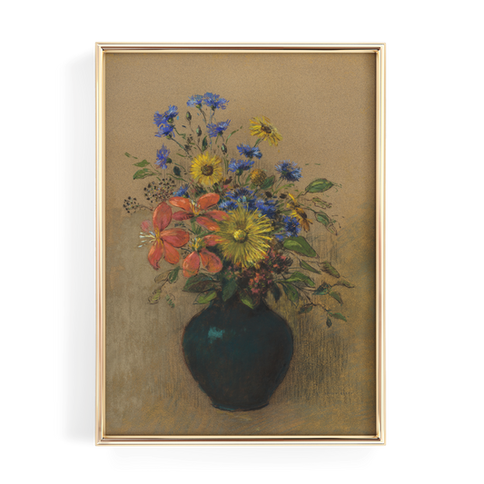Flowers in Black Vase