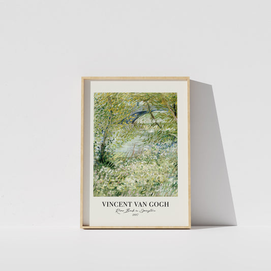 Vincent Van Gogh Wall Art Print | River Bank Painting | Springtime Green Decor