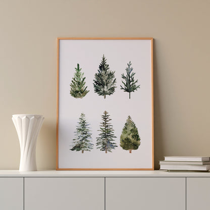 Watercolor Pine Trees