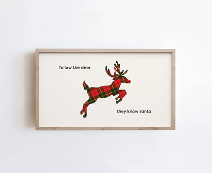 Plaid Reindeer Christmas Quote