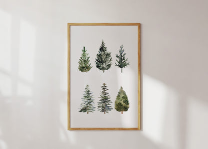 Watercolor Pine Trees